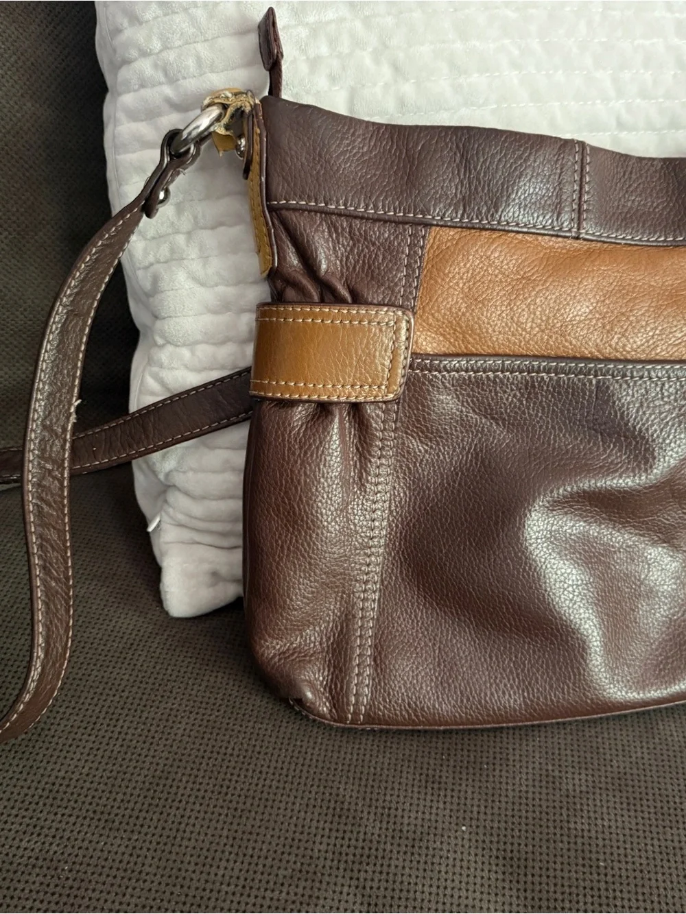 Tignanello Brown and Tan Leather Crossbody Bag - Stylish Everyday Carry